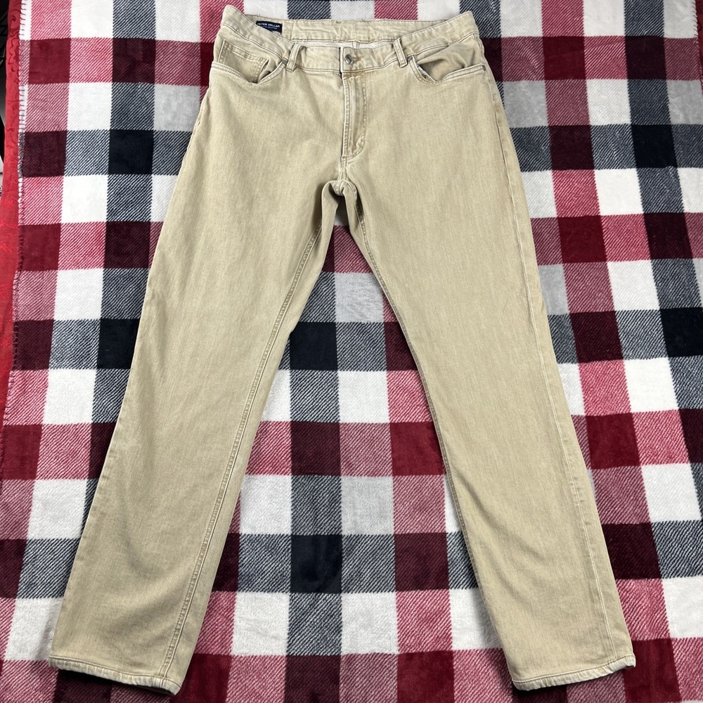 Peter Millar Crown Crafted Jeans Mens 34x32" Sand Denim 5 Pocket Chino
